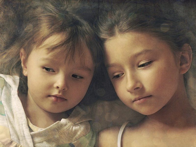 people, portrait, child, children Сёстры фото превью