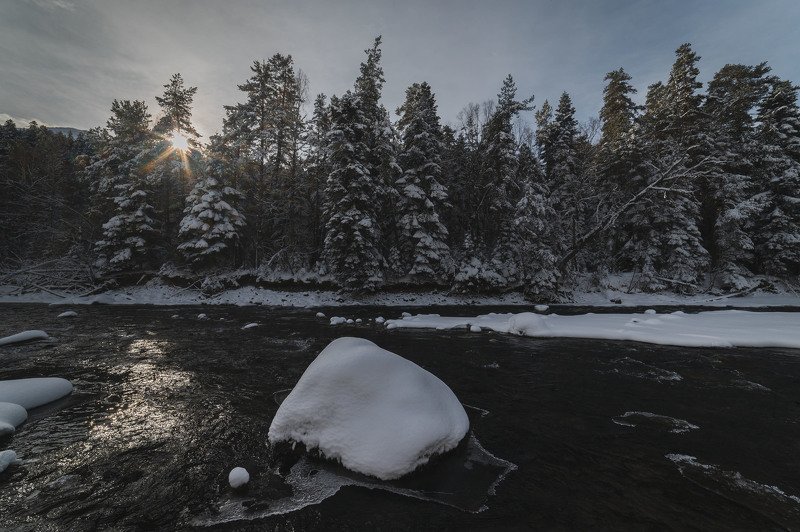 mountains nature winter arkhyz snow river Arkhyz. фото превью