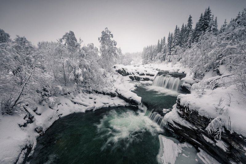 norway,winter,waterfall Norwegian winter фото превью