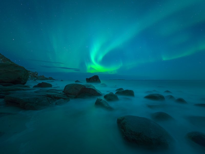 норвегия, лофотены, lofoten, norway, ночь, night, сияние, aurora Норвежская ночь фото превью
