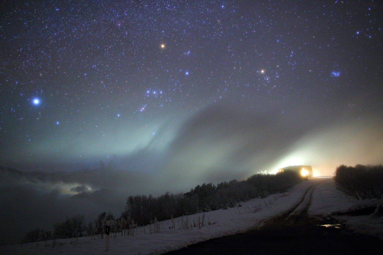 ночь бта обсерватория ночной пейзаж астрофотография звезды созвездия орион облака, Михаил Рева
