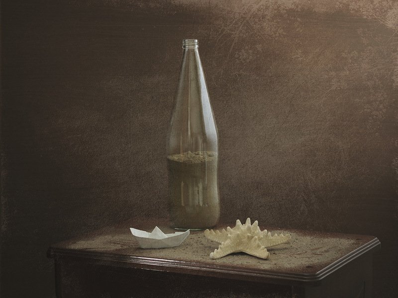 море,бутылка, песок, ракушки Я мечтала о морях и кораллах... фото превью