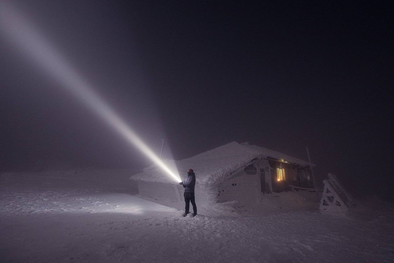 Таганай, фонарь, ночь, метель, туман, Урал, Владимир Кочкин