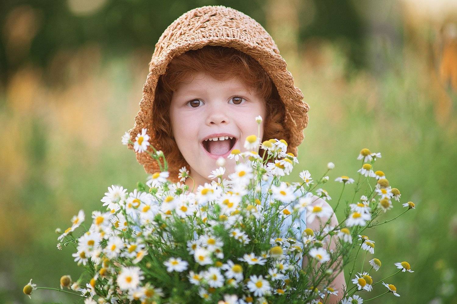 Девочка ребенок портрет ромашки лето, Ольга Алехина