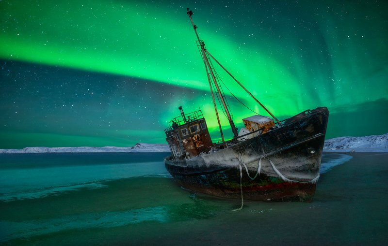 aurora borealis,  северное сияние, териберка, teriberka После шторма фото превью