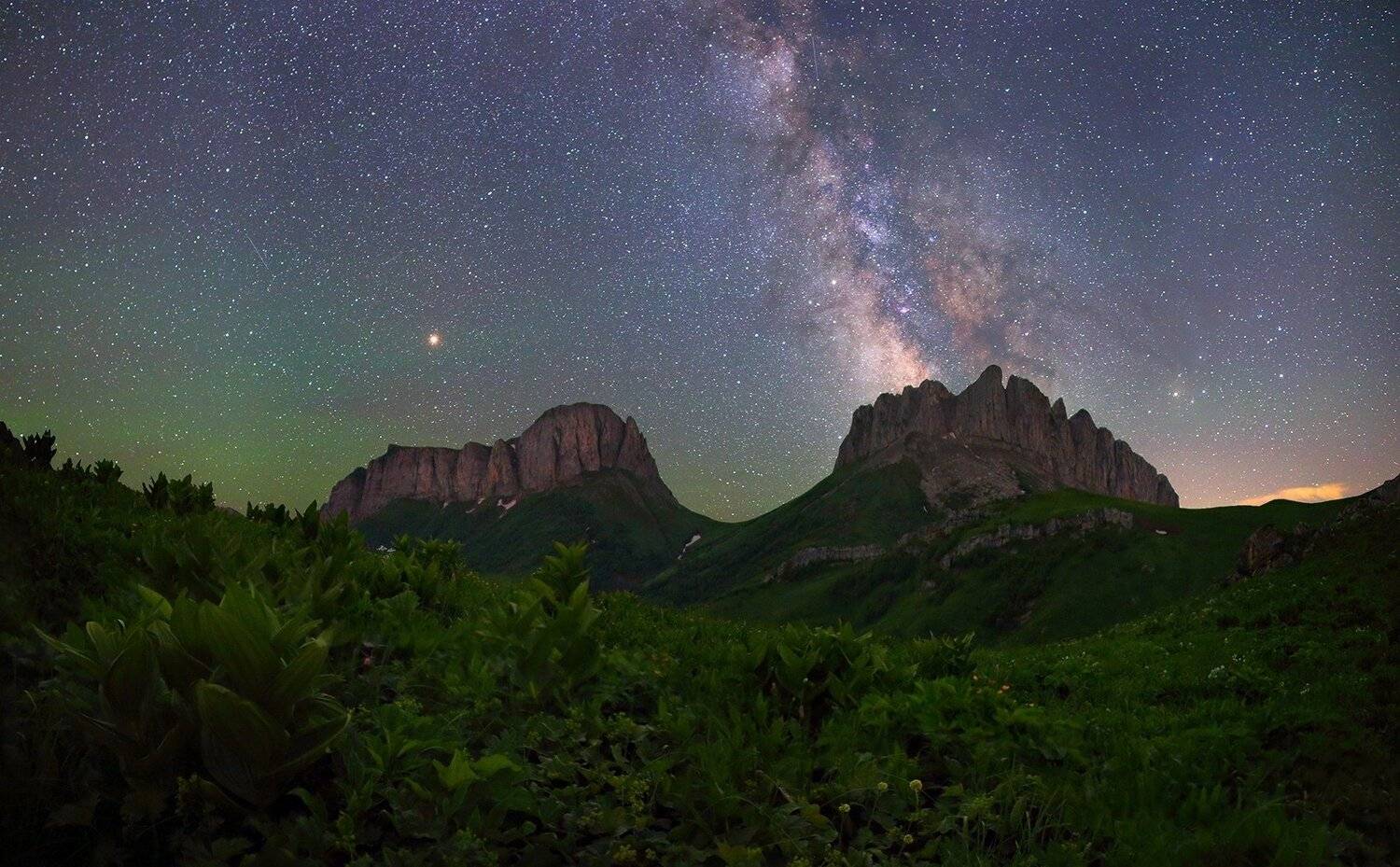ночь большой тхач ночной пейзаж астрофотография звезды созвездия млечный путь ачешбоки, Михаил Рева