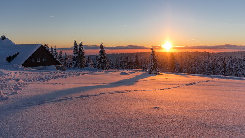 Winter sunset фото превью