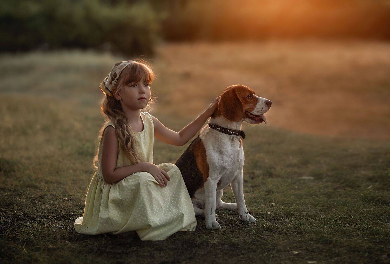 девочка, собака, детство прогулка парк дружба детство лето, Марина Еленчук