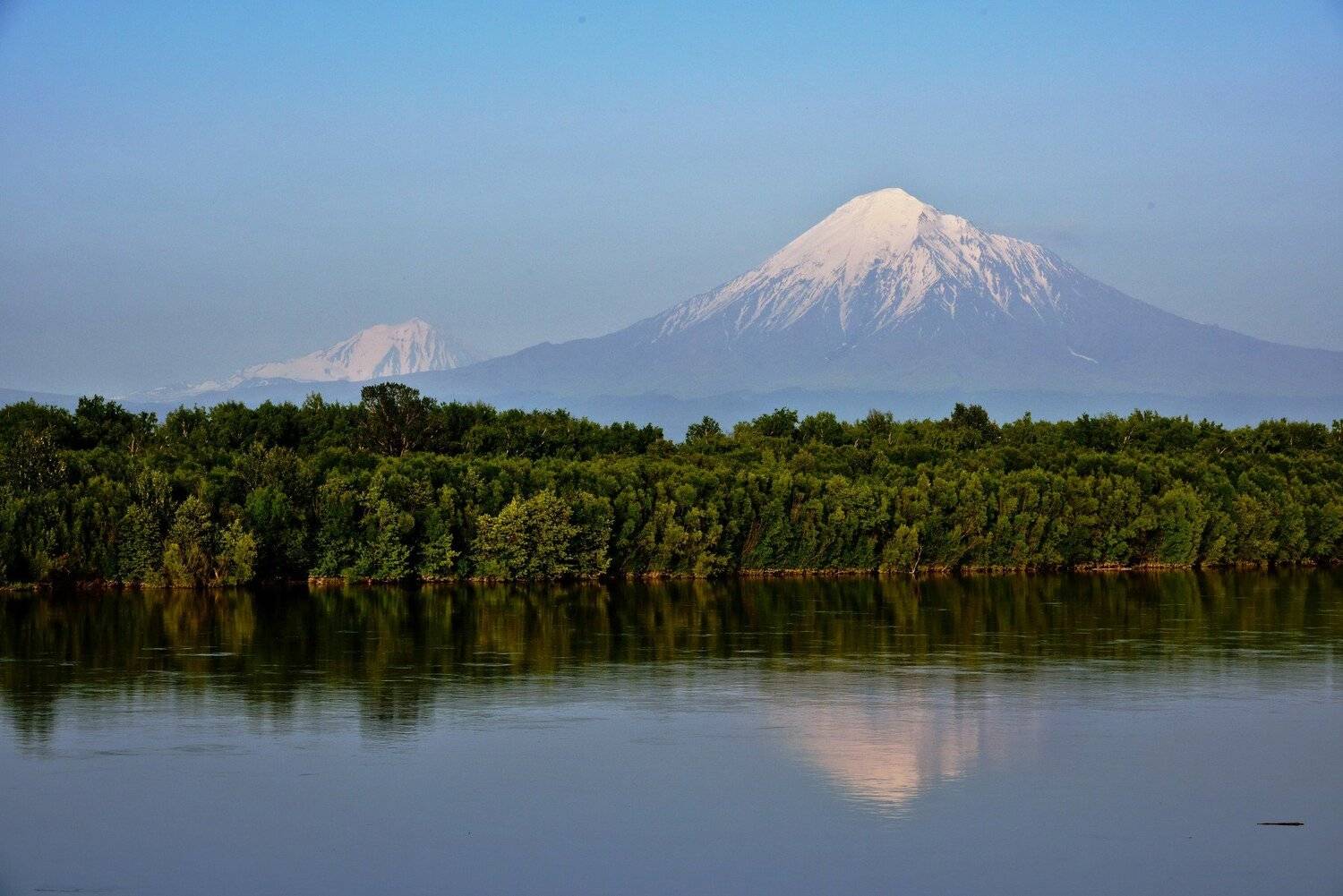 пейзаж, вулкан, камчатка, река, отражение, Karasev Pavel