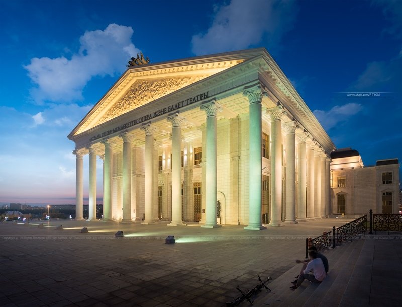 нур-султан, астана, казахстан, артем мирный, astana, kazakhstan, artyom mirniy, байтерек, bayterek, хан шатыр, небо, облака, опера, театр Государственный театр оперы и балета «Астана-опера» фото превью