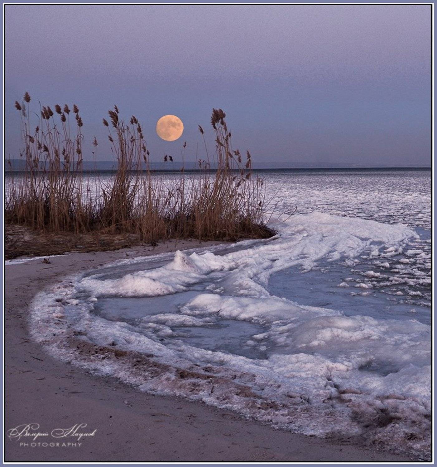 вечер, зима, полнолуние, Валерий Наумов