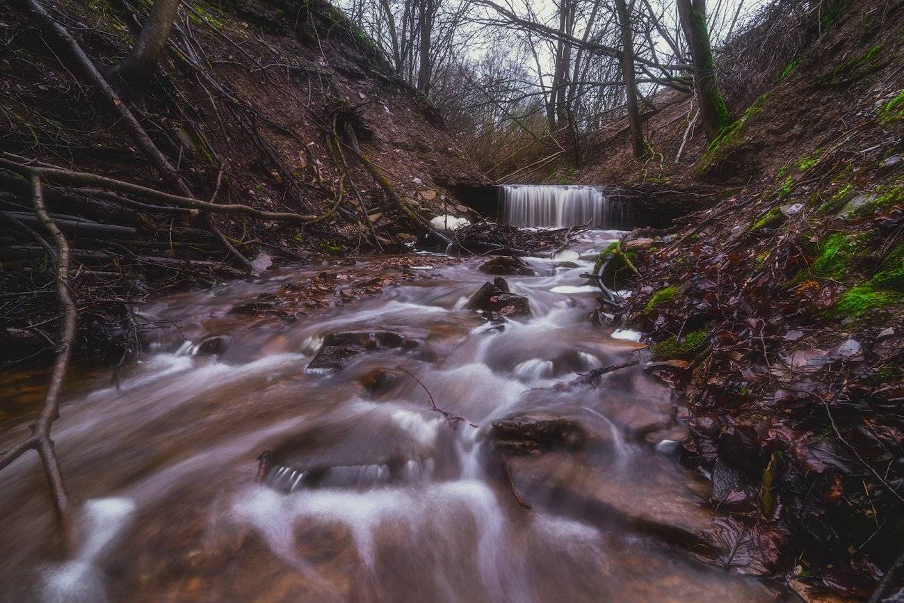 зима. водопад, вода, лес, лесной ручей, Майя Афзаал