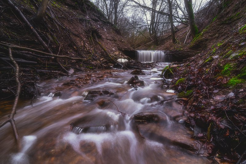 зима. водопад, вода, лес, лесной ручей *** фото превью