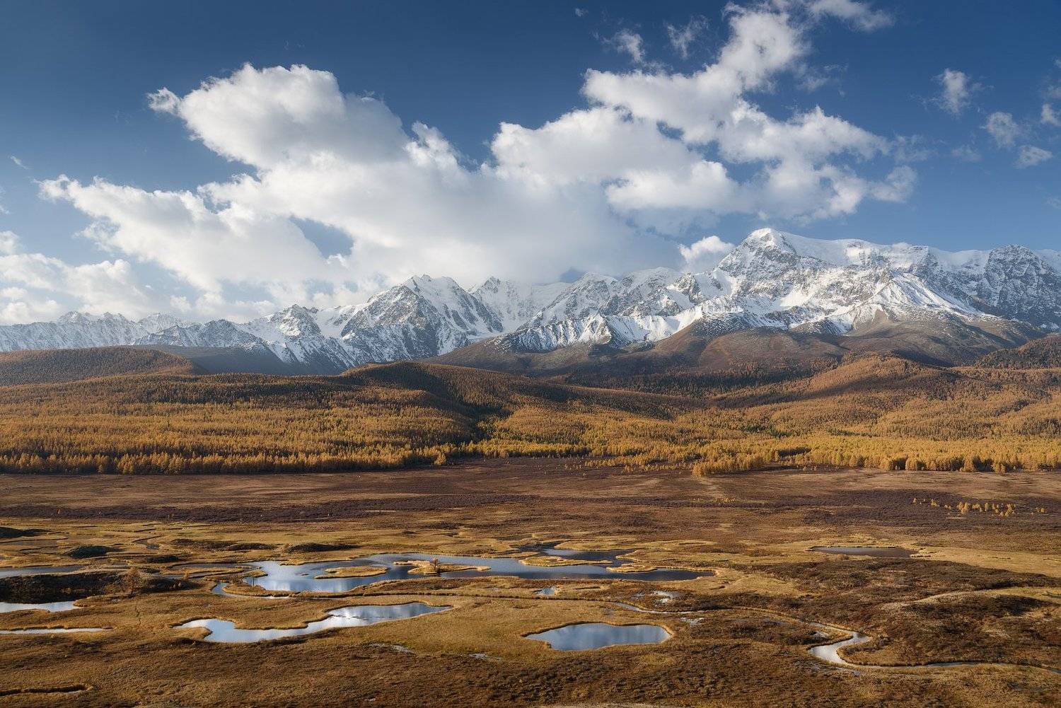 алтай, горный алтай, сентябрь, горы, курайская котловина, курайская степь, ештыкель, урочище ештыкель, северо-чуйский хребет, куркурек, тайга, лиственницы, склоны гор, улаганский район, термокарстовые озера, река куркурек, Алена Рубан