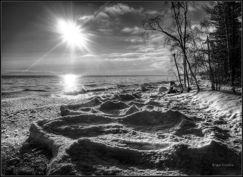 байкал, зима, берег, лед, вода Студеное Солнце фото превью