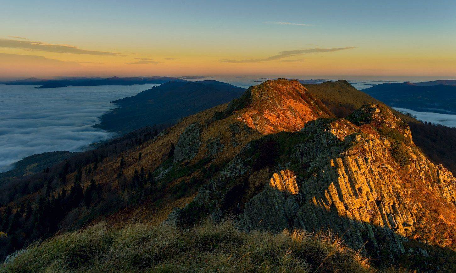 гкх кавказ , семиглавая , утро , гора кашина , осень, ноябрь, утро, гребень, ФЁДОР