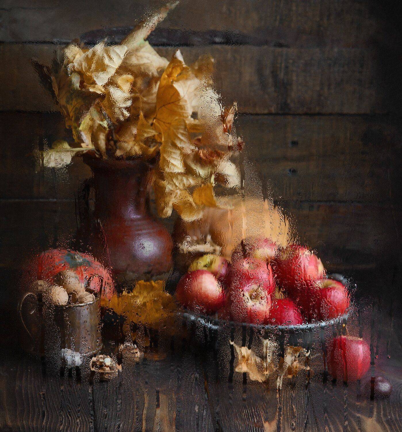 дождь, осень, яблоки, fashionfoodfoto