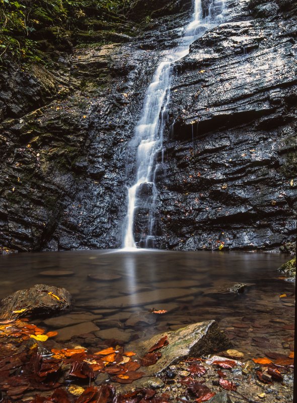 waterfall, stream, water, autumn, carpathians, carpathian mountains, countryside, mood, tranquil, mountains, foliage, wonderland, land, field, scenic, fall, background, tree, outdoor, forest, color, colorful, alpine, hill, scenery, yellow, country, vivid, Waterfall in the Carpathian mountains, Ukraine, Fuji Velvia Film фото превью