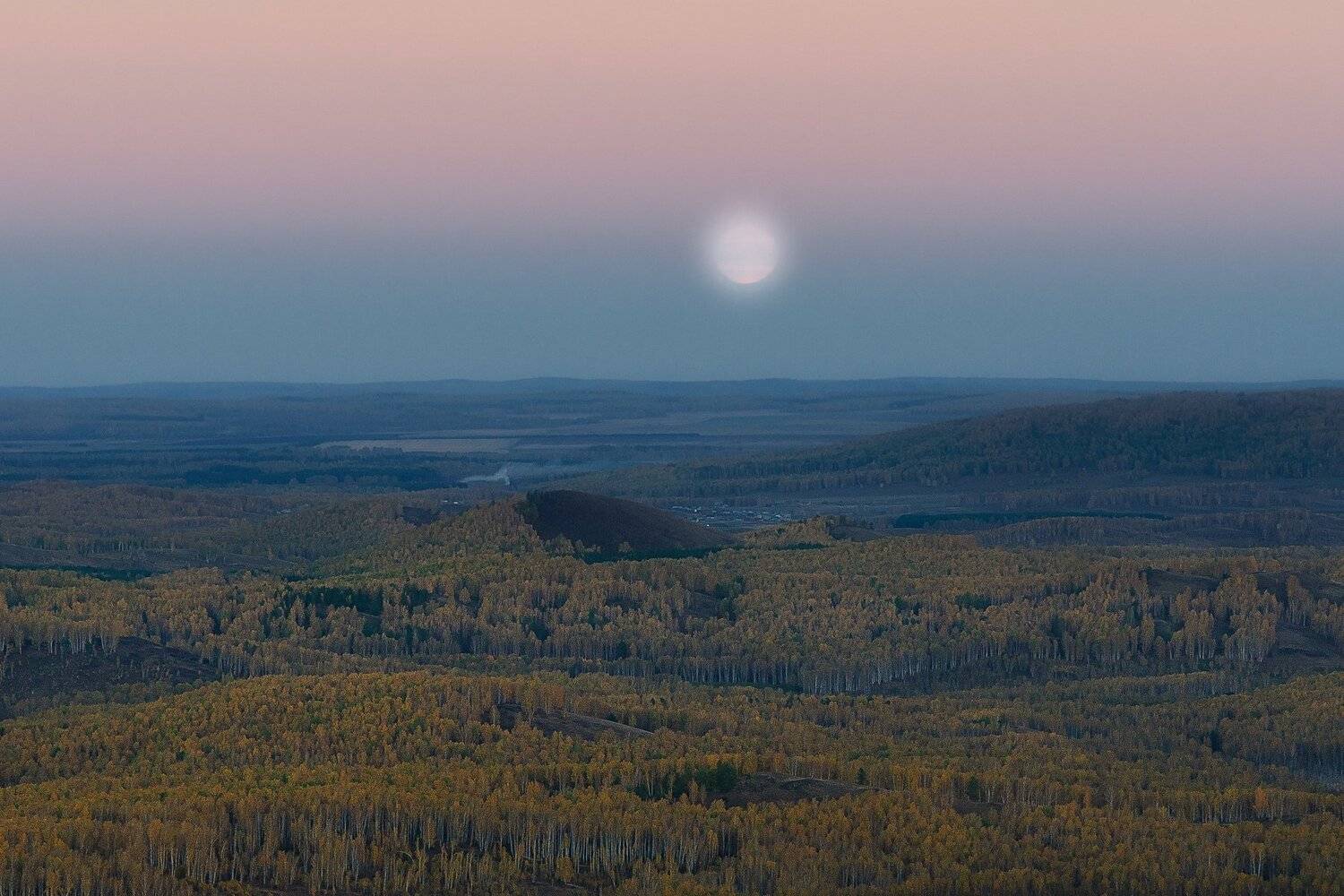 луна, пейзаж, урал, горы, лес, осень, ночь, закат, Даниил Силантьев