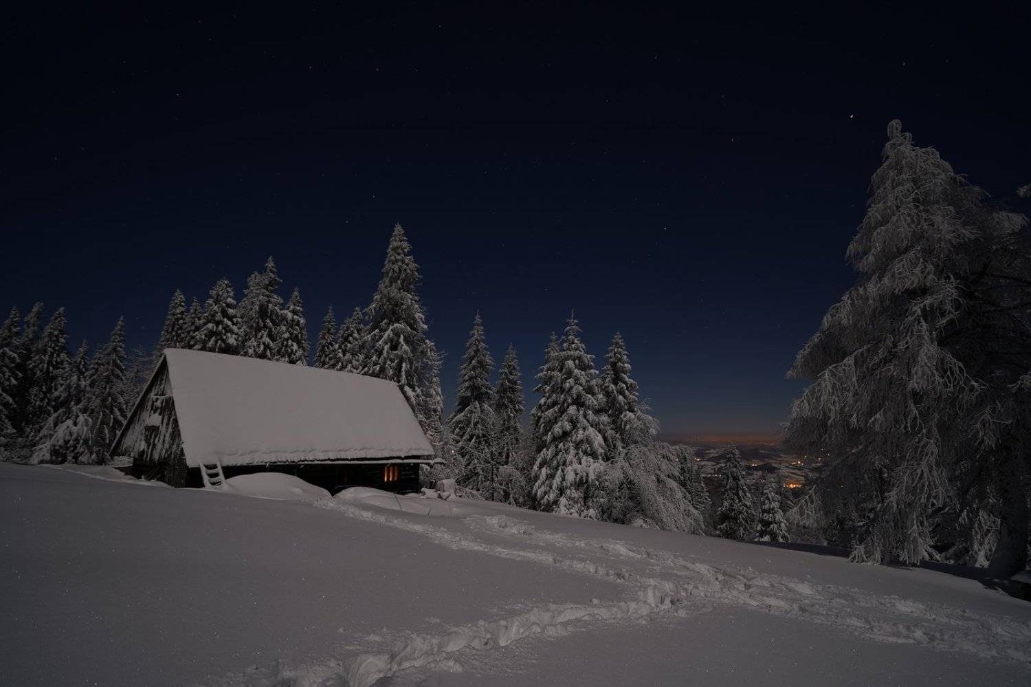 mist,mountains,hut,sunrise,tree,cold,frozen,snow,  Rafal