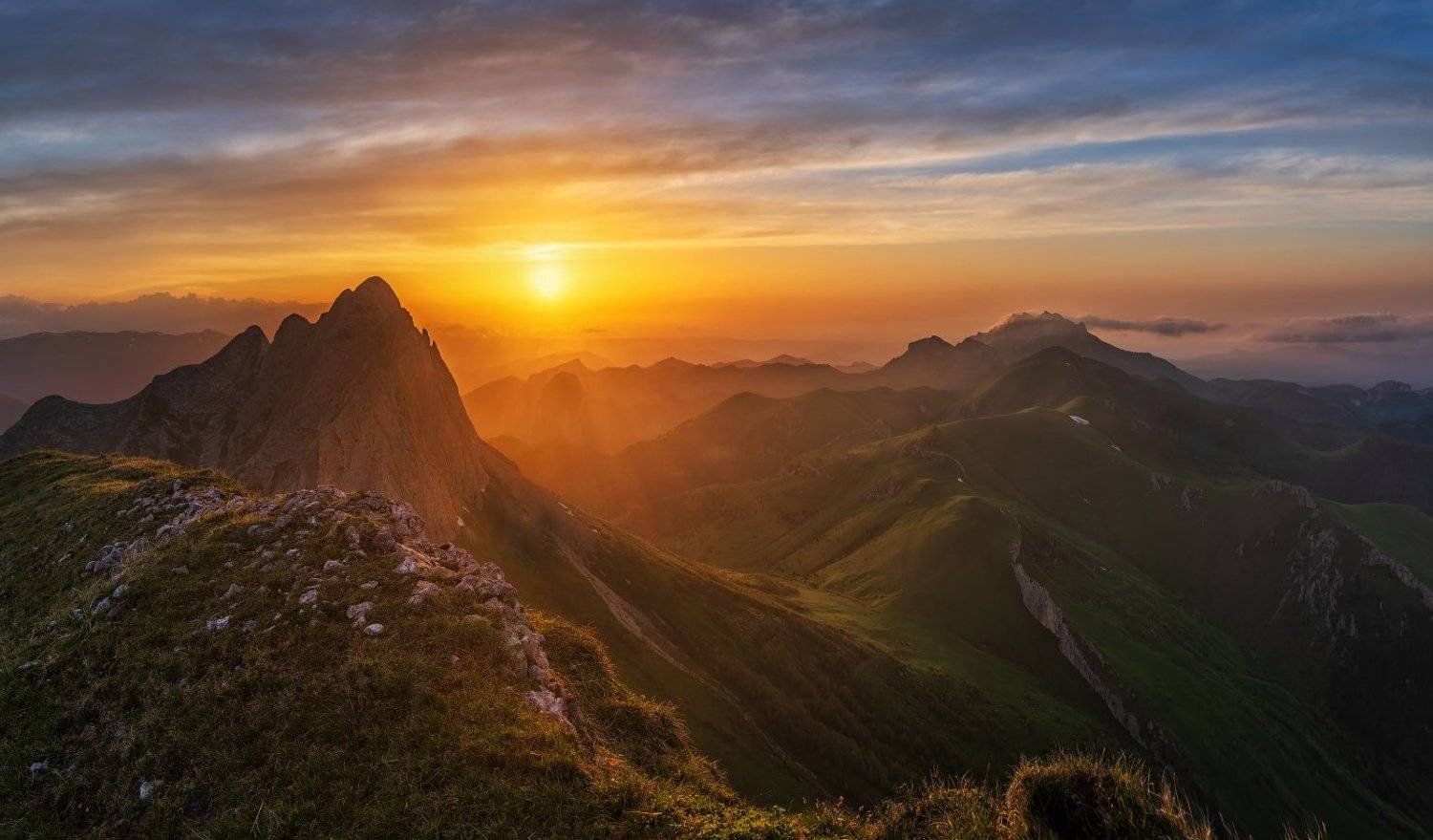 закат, большой тхач, малый тхач, асбестная, горы, пейзаж, рассвет, кавказ, адыгея, ачешбоки, Александр Хорошилов
