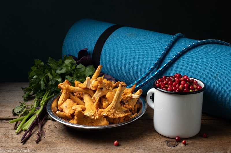 Chanterelle and lingonberry фото превью