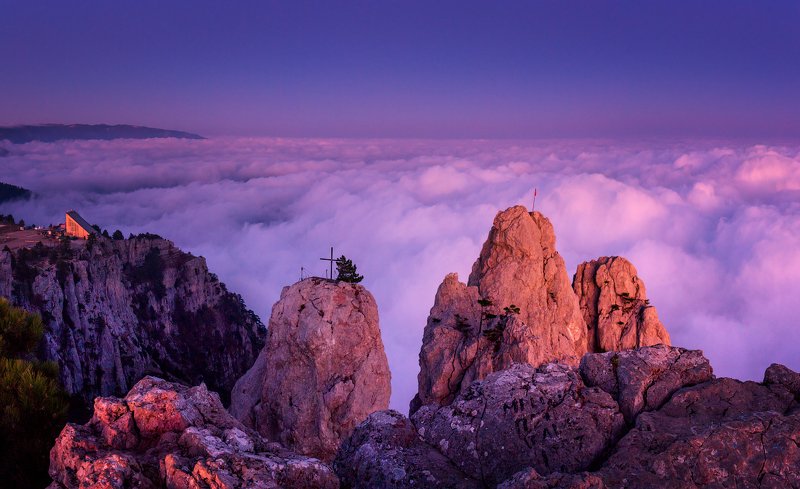 крым, ай-петри, закат, облака, горы, над облаками, Закат на Ай-Петри фото превью