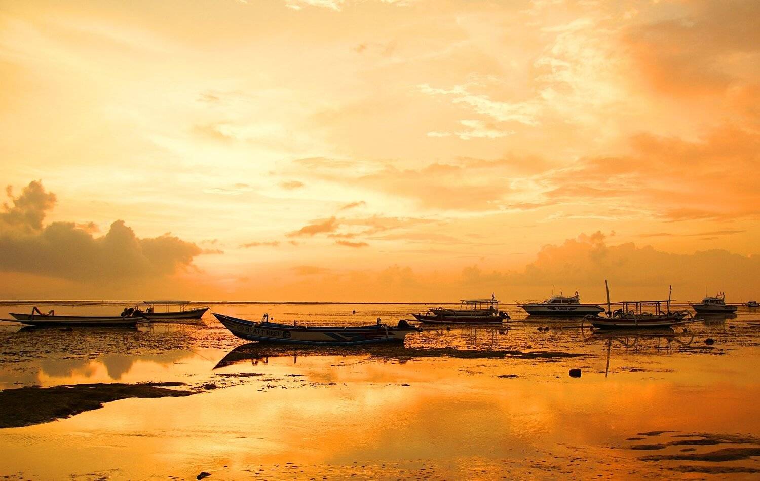orange, morning, sunrise, dawn, sun, light, shore, ocean, sea, boat, jukung, low tide, landscape, horizon, nature,, Сергей Андреевич