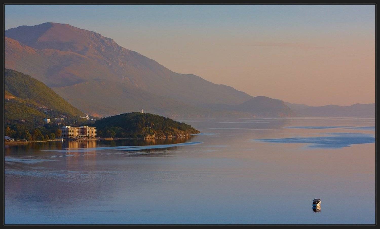 вечер, озеро, охрид, македония, Николай Стюбко