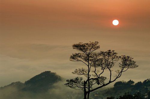 Sunset on Tam Dao mountains