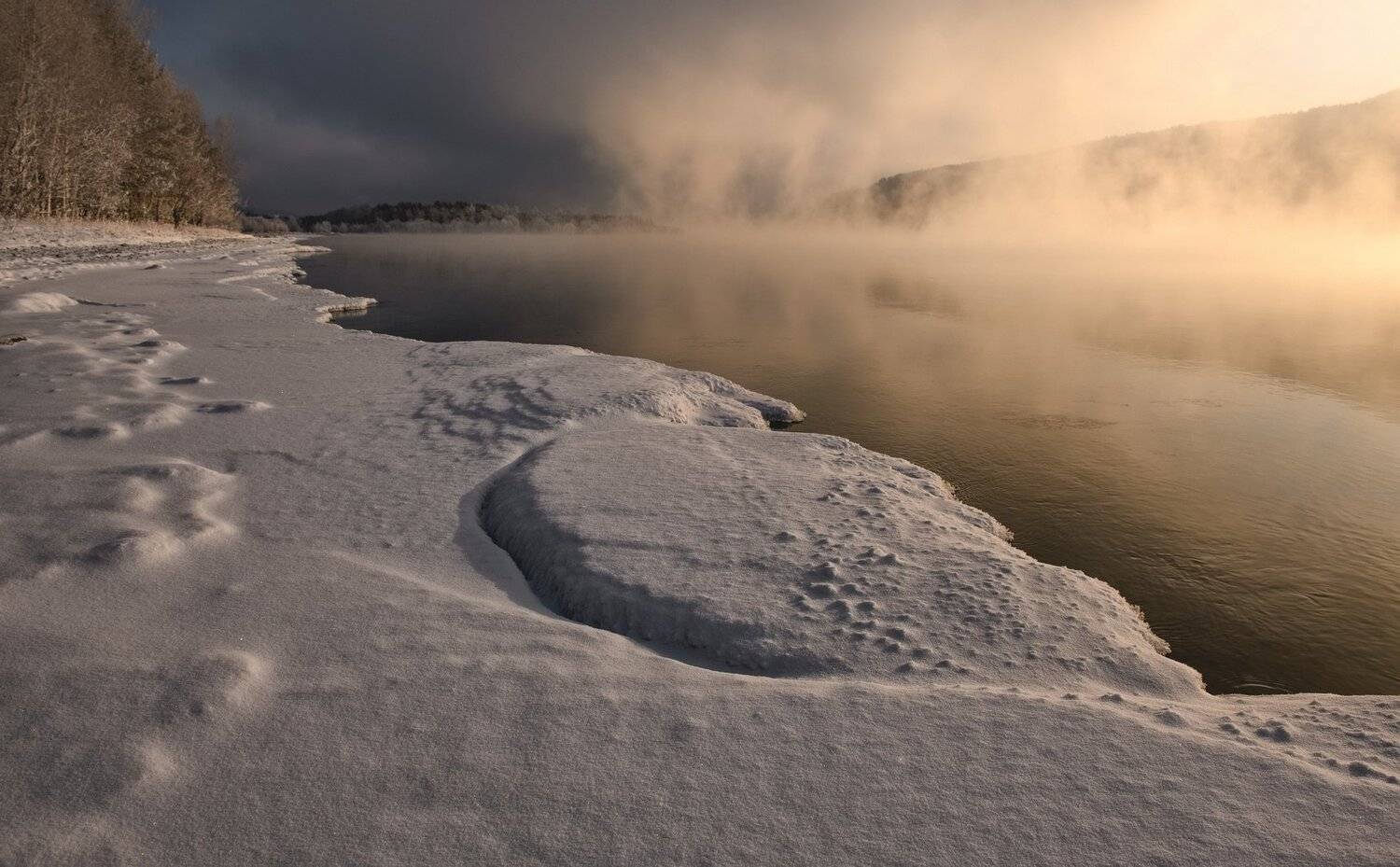 енисей, мороз,берег., Марина Фомина