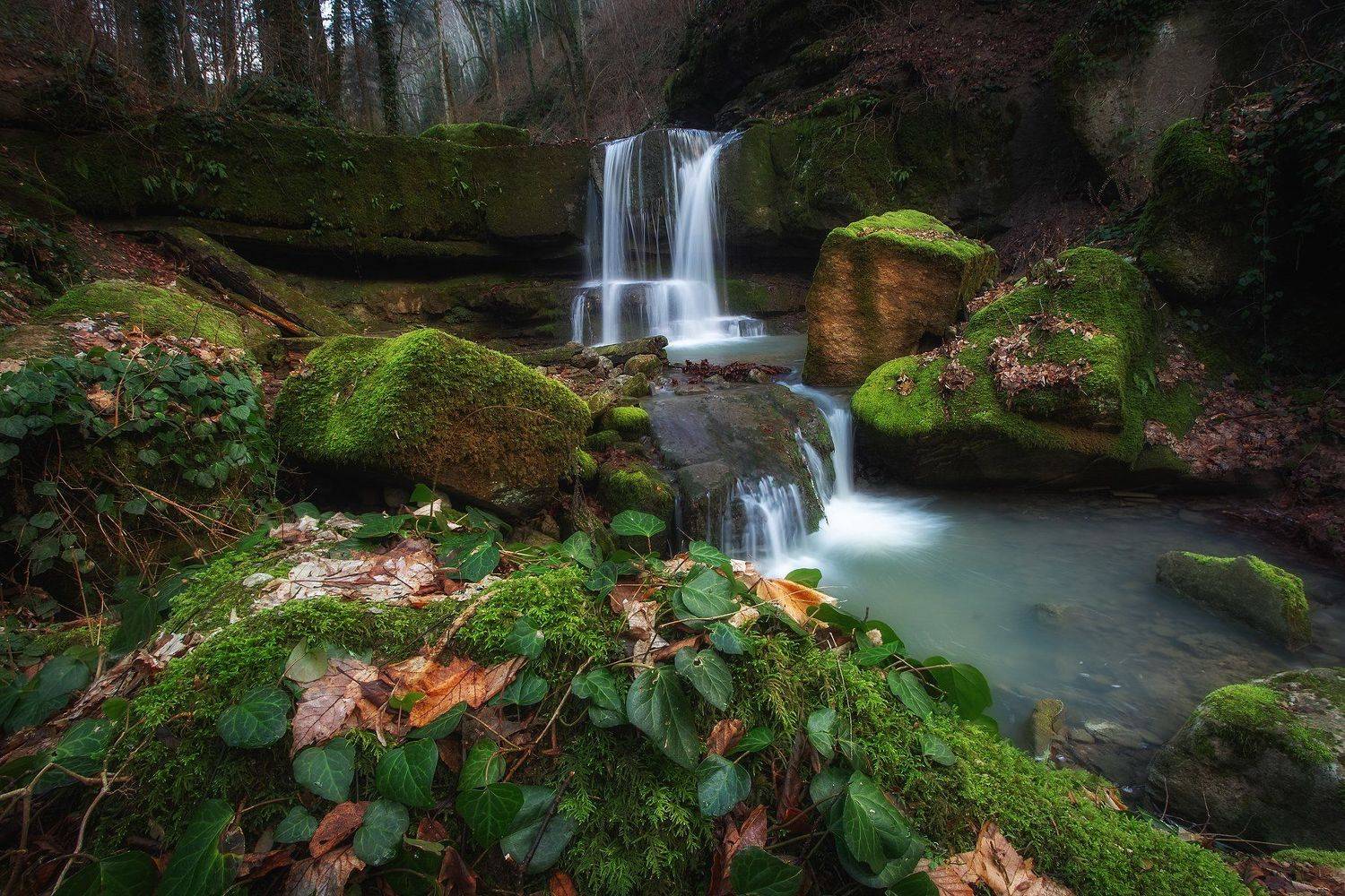 водопад, река, природа, ущелье, зима, красота, путешествие, горячий ключ, каверзинские водопады, Екатерина Дмитренко