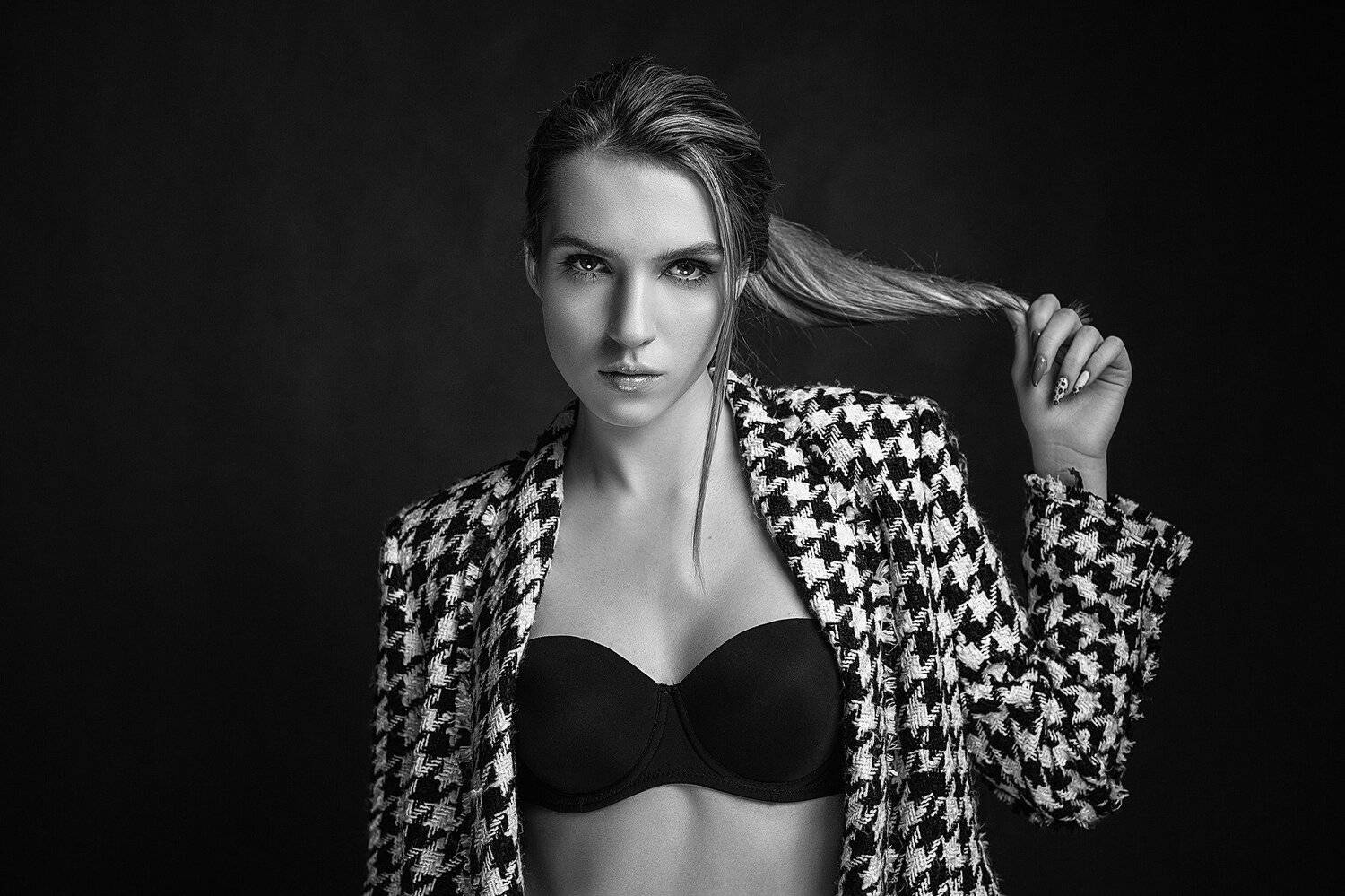 девушка, модель, портрет, фотосессия, студия, макияж, гламур, модельные тесты, studio, portrait, beauty, perfect, pretty, model, modeling, young, make up, чб, чёрно-белое фото, черно-белая фотография, black and white, b&w, Владимир Васильев