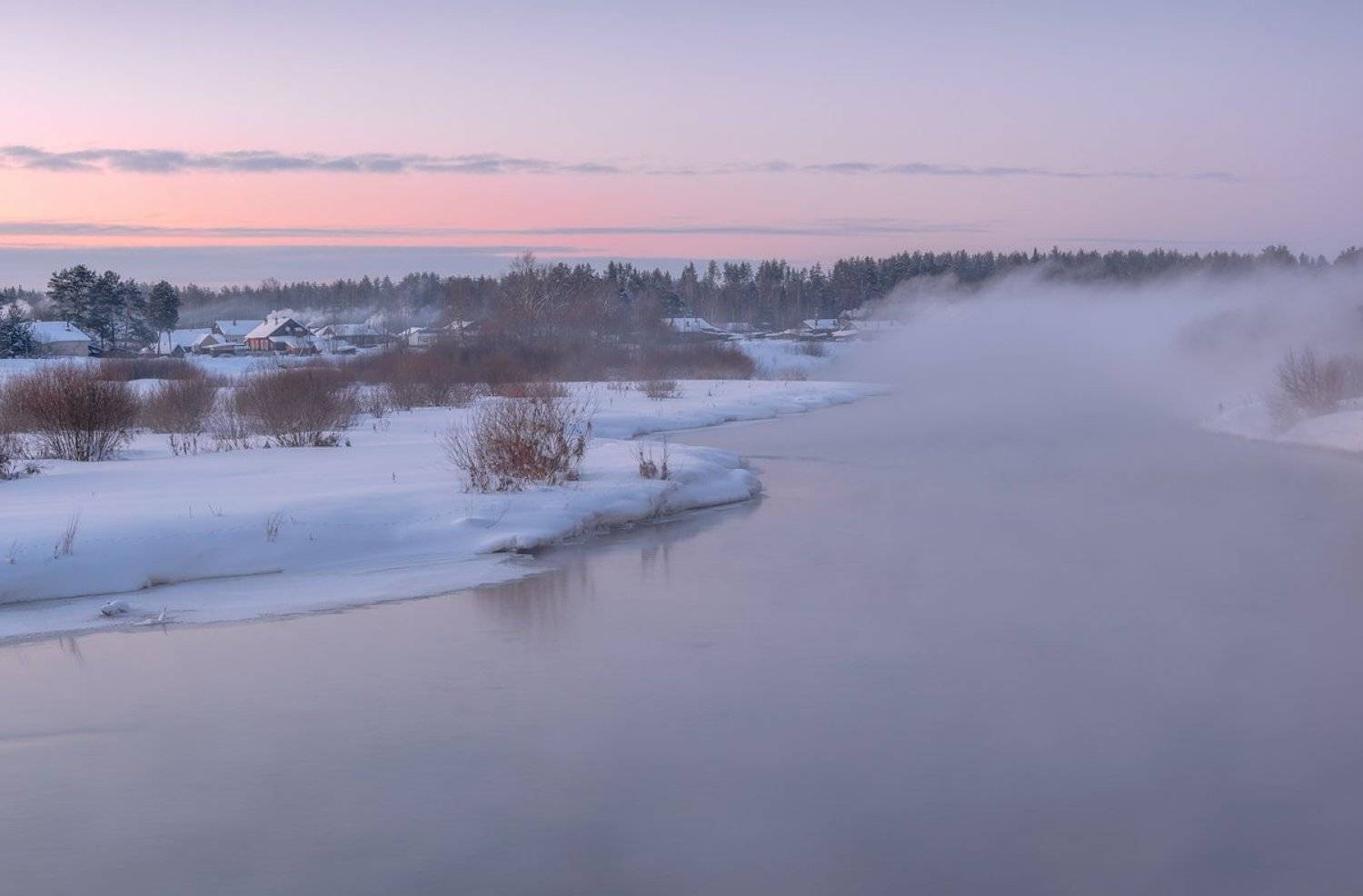 зима закат река, Александр Архипкин