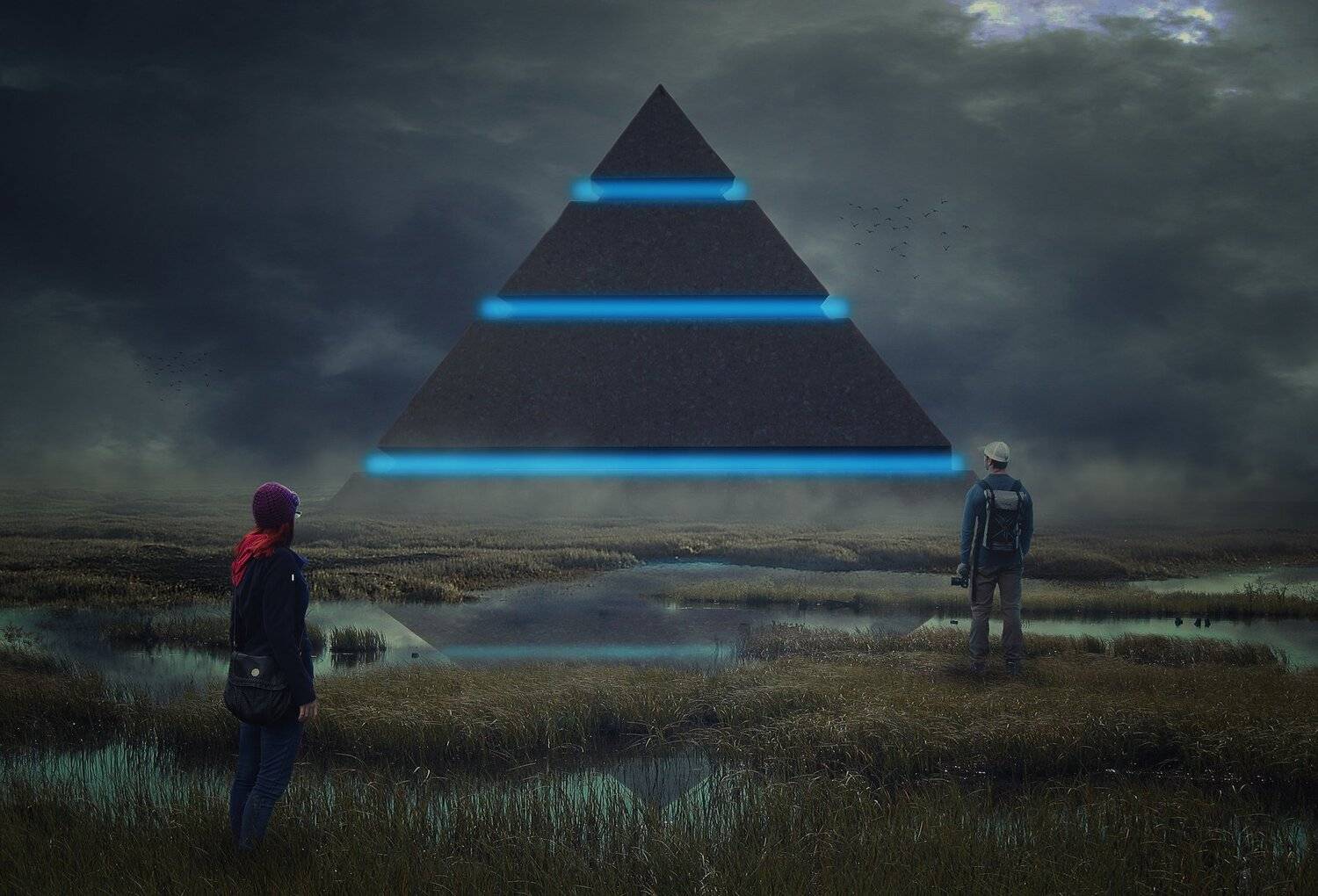 девушка, парень, озеро, туман, Sergii Vidov