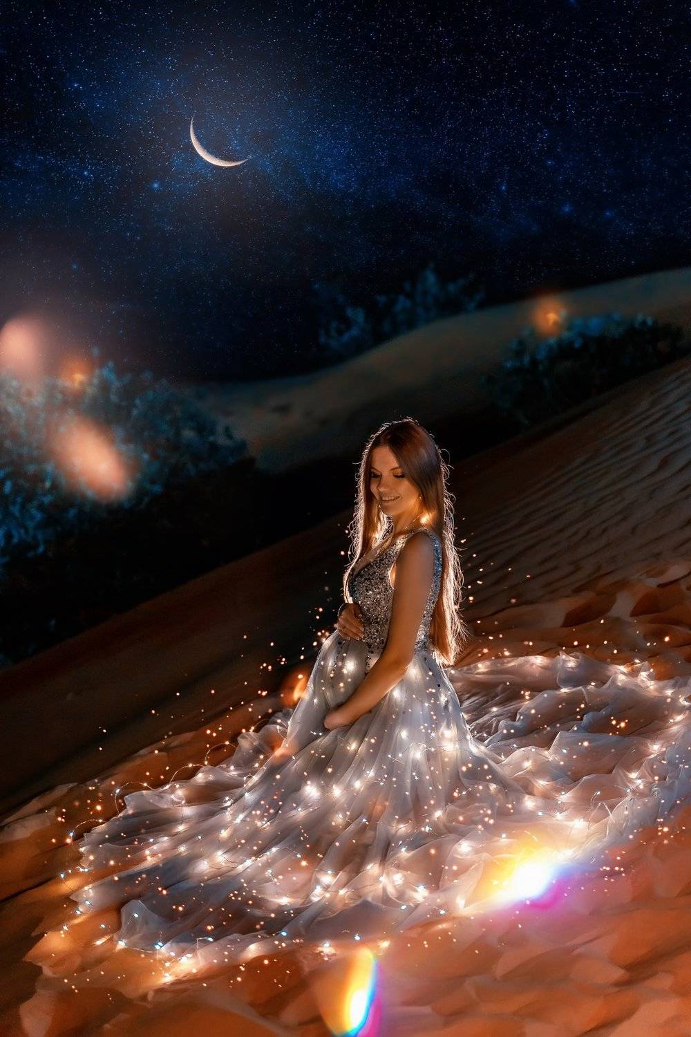 беременность, пустыня, ночная съемка, Катя Lovaphotos Орлова