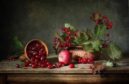 С кизилом, калиной и яблоком