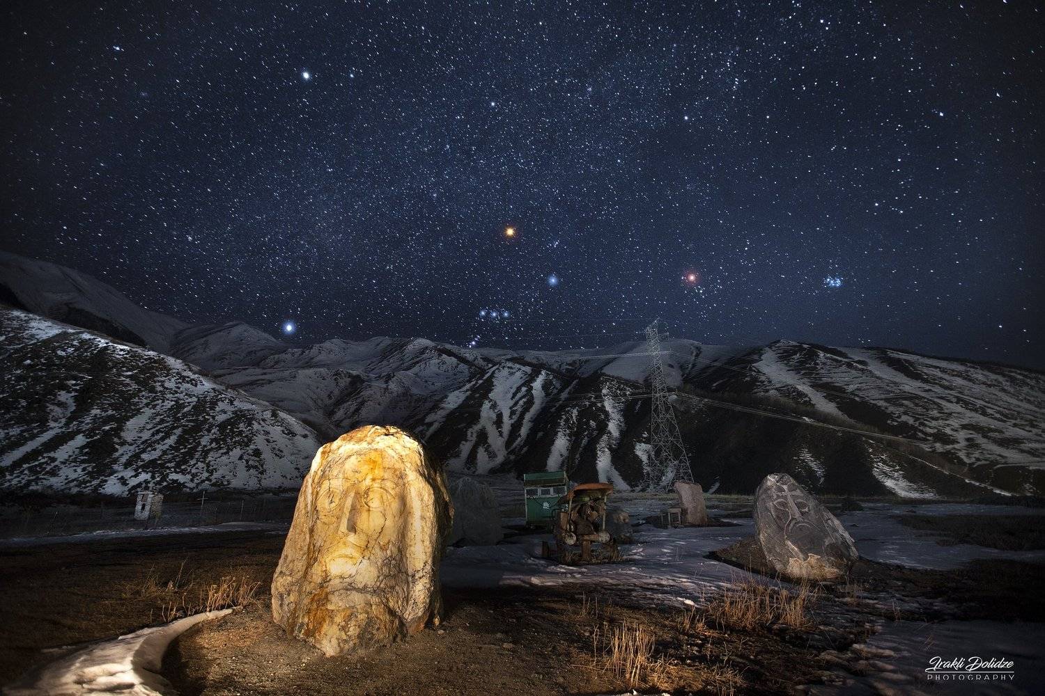 night, mountain, kazbegi, orion, betelgeuse, rigel, astro, astrophotography, landscape, кавказ, stars, ირაკლი დოლიძე