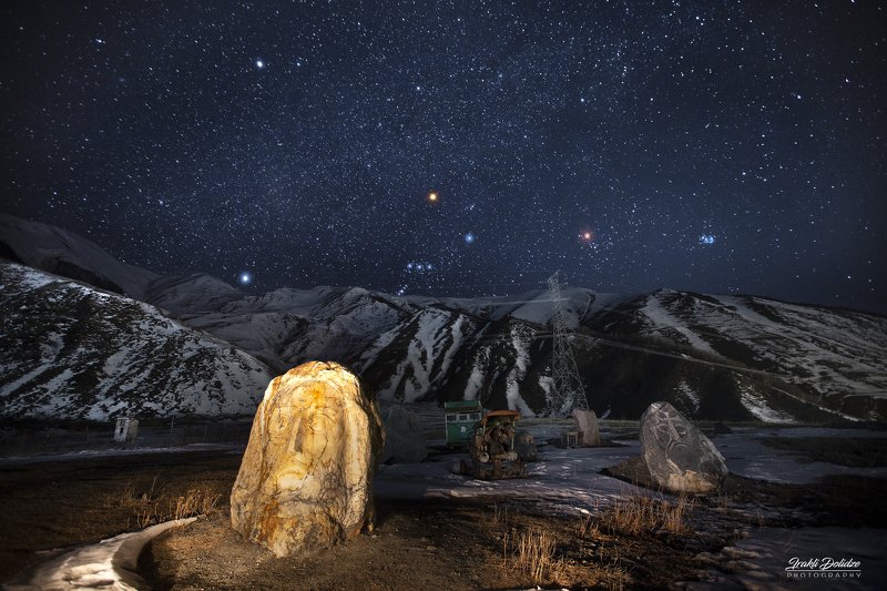 night, mountain, kazbegi, orion, betelgeuse, rigel, astro, astrophotography, landscape, кавказ, stars Good night фото превью