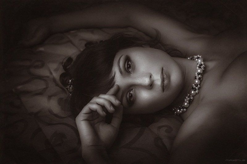 девушка, портрет, ч/б, ретро Портрет фото превью