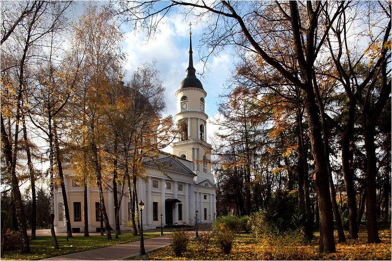 осень, парк, кафедральный, собор, колокольня, Троицкий собор. фото превью