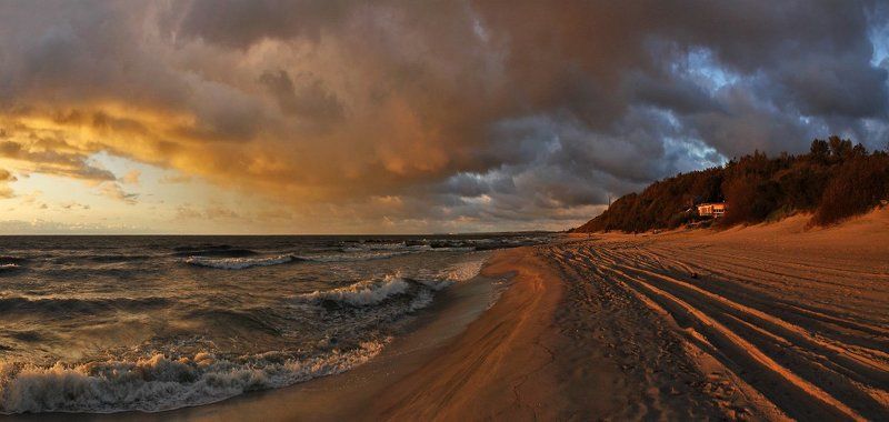 море, балтийское море, балтика, пляж, волны, вечер Десятый километр фото превью
