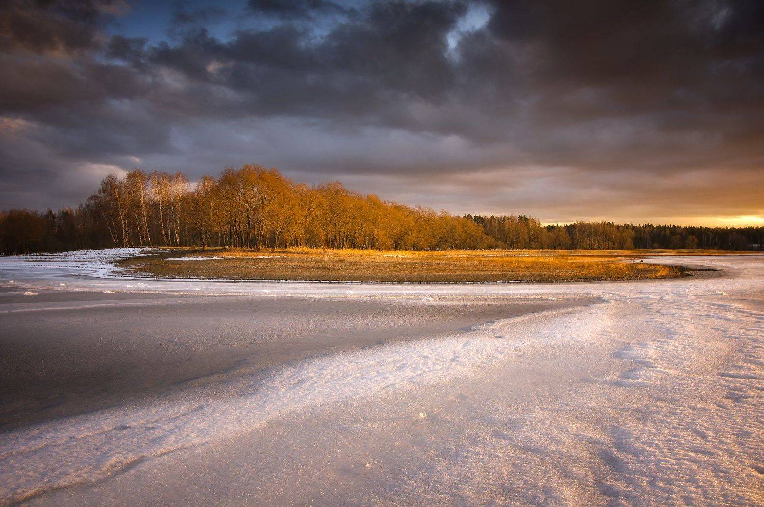 природа, пейзаж, лед, зима, закат, Павел Ныриков