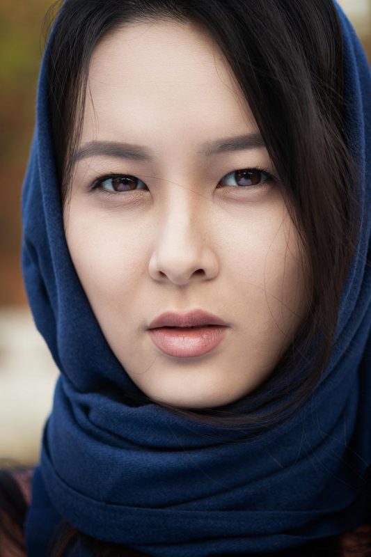 девушка, портрет, хиджаб, синий, религия, модель, fashion, азиатка, outdoor,  Евгения фото превью