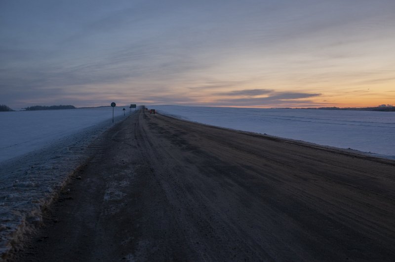 пейзаж, дорога, утро, рассвет Дорожные рассветы фото превью
