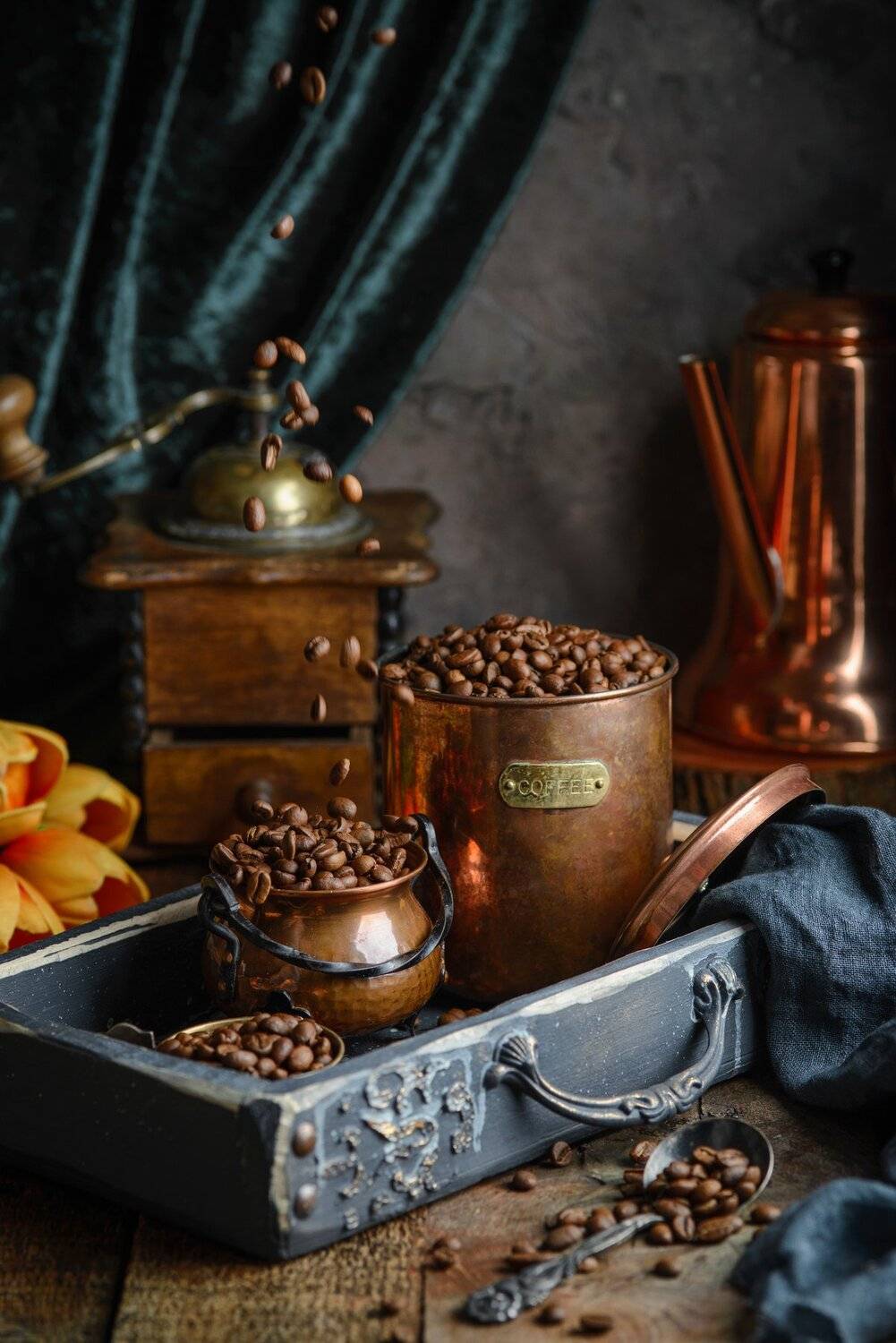 кофе, зерна, утро, fashionfoodfoto