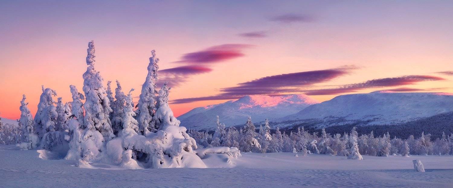 урал, зима, гух, закат, снег, ели, облака, Сергей Макурин