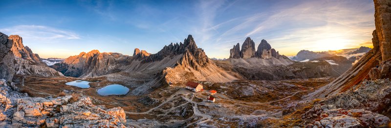 Italy, Dolomite, mountains, landscape, autumn, panorama Tre Cime di Lavaredo фото превью