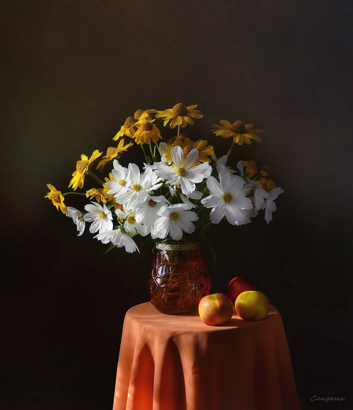 натюрморт,композиция,свет,лето,букет,нектарины, Инаида