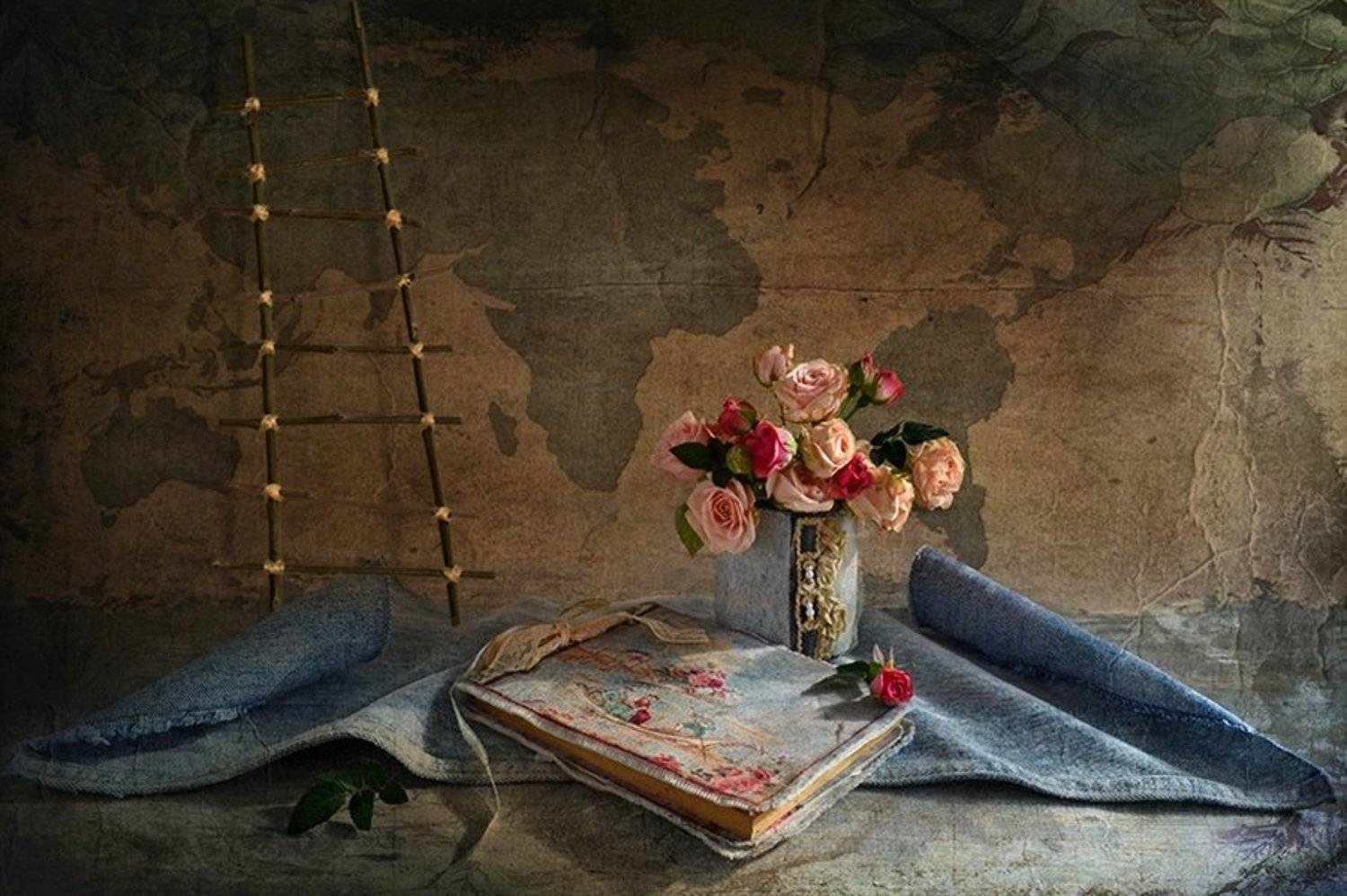 Натюрморт дневник букет розы карта история, Eлена Шовкопляс